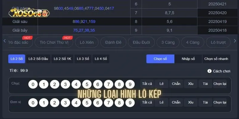 Đa dạng loại hình lô kép tùy ý người chơi lựa chọn